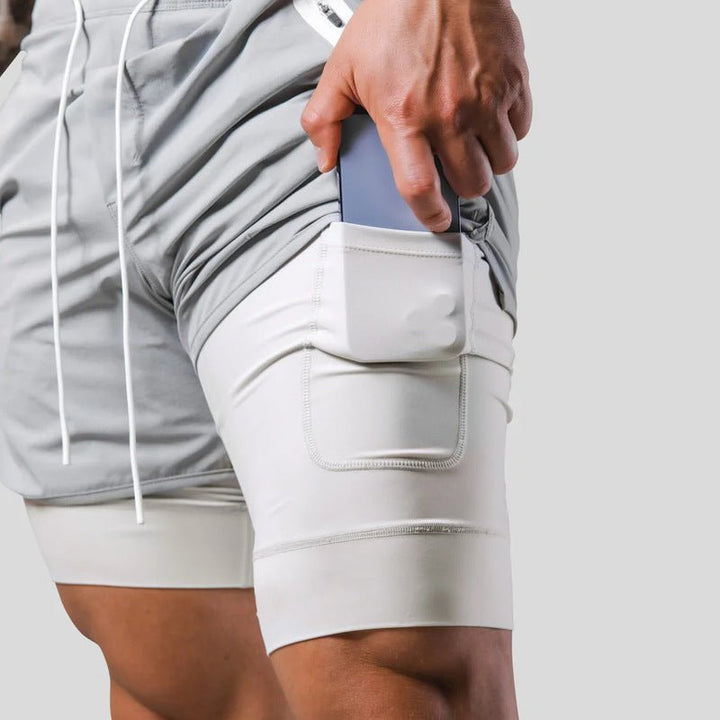 "Herren 2-in-1 Sportshorts; enganliegende Kompressionshose & luftige Außenshorts, ideal für Komfort & Bewegungsfreiheit"