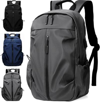 "Herren Anti-Diebstahl Rucksack, wasserdicht, USB-Anschluss, schwarz-grau, ergonomisches Design, ideal für Reisen."