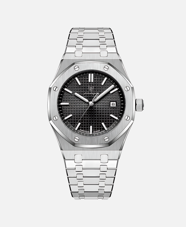 Herren Armbanduhr mit 41mm Edelstahlgehäuse, zeitlos elegant, minimalistisches Design, präzises Quarzwerk, stilvolles Zifferb