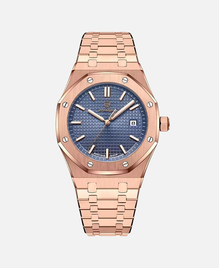Herren Armbanduhr mit 41mm Edelstahlgehäuse, zeitlos elegant, minimalistisches Design, präzises Quarzwerk, stilvolles Zifferb
