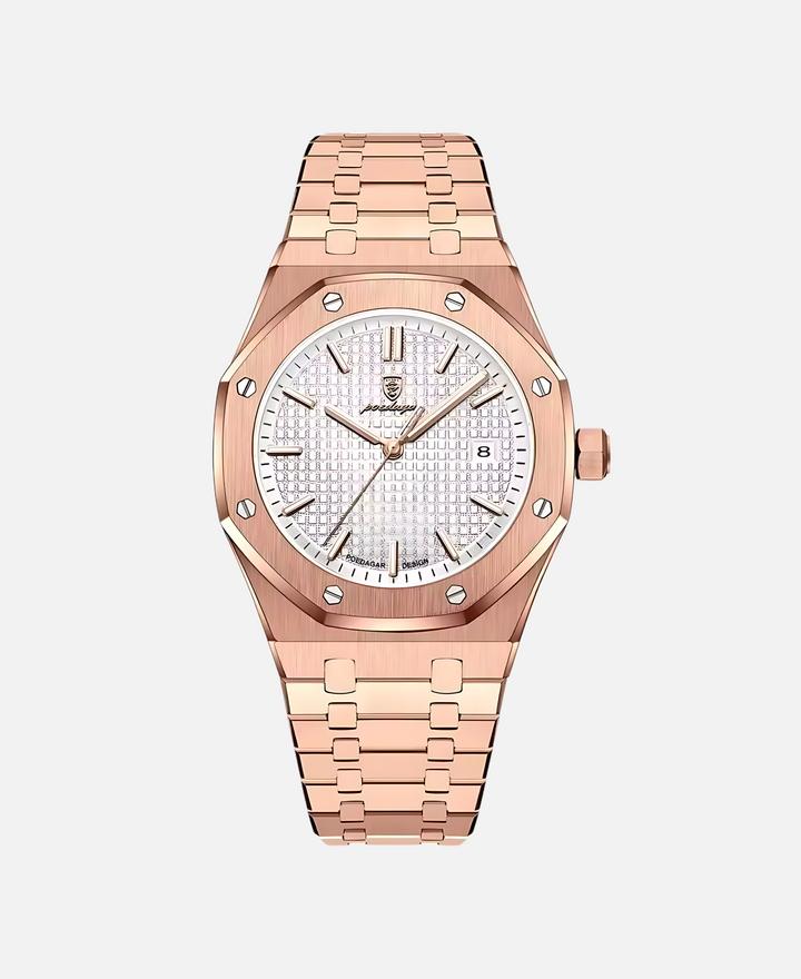 Herren Armbanduhr mit 41mm Edelstahlgehäuse, zeitlos elegant, minimalistisches Design, präzises Quarzwerk, stilvolles Zifferb