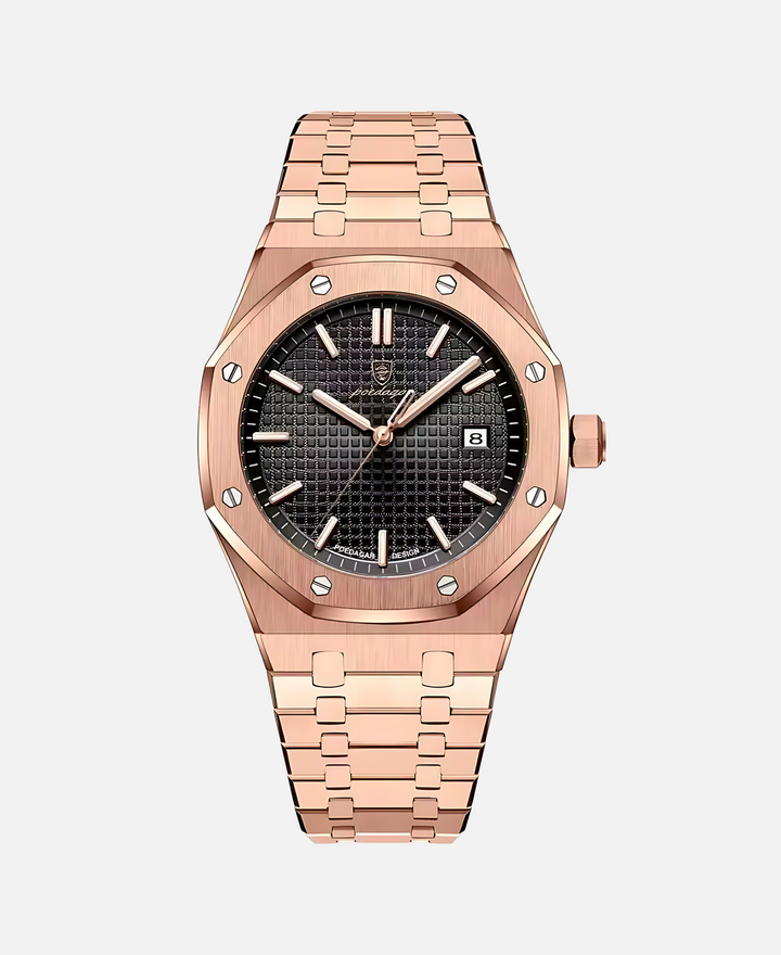 Herren Armbanduhr mit 41mm Edelstahlgehäuse, zeitlos elegant, minimalistisches Design, präzises Quarzwerk, stilvolles Zifferb