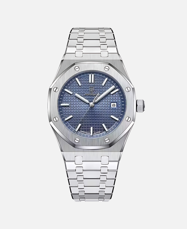 Herren Armbanduhr mit 41mm Edelstahlgehäuse, zeitlos elegant, minimalistisches Design, präzises Quarzwerk, stilvolles Zifferb