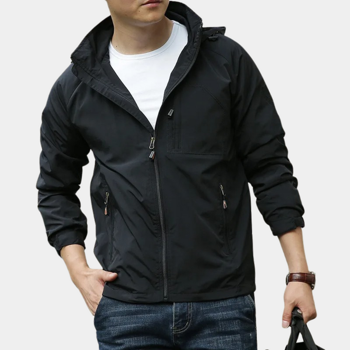 "Herren Atmungsaktive Jacke in Armeegrün mit modernem Design und praktischen Taschen für Frühling & Sommer."