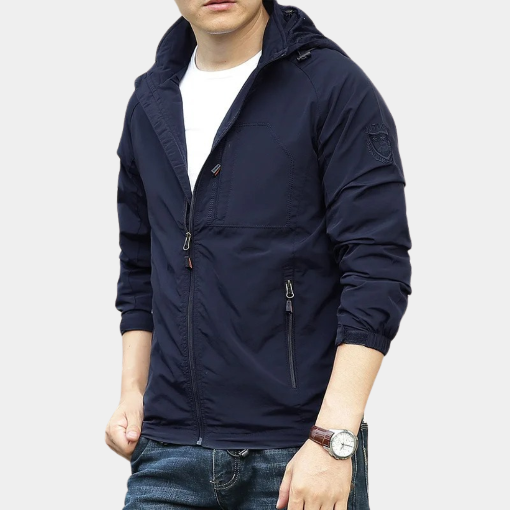"Herren Atmungsaktive Jacke in Armeegrün mit modernem Design und praktischen Taschen für Frühling & Sommer."