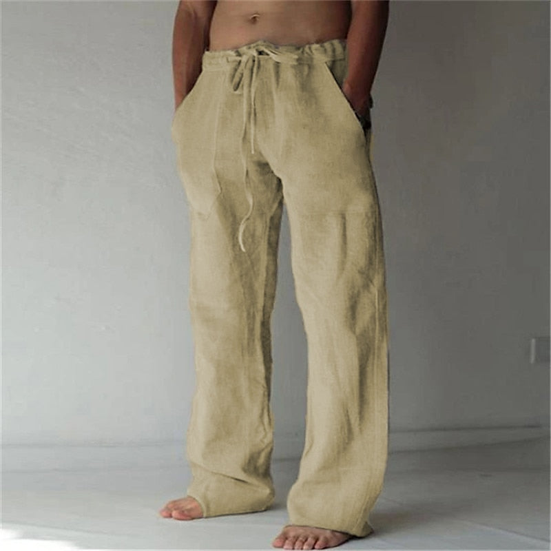 "Herren Baggy Hose in Blau, locker sitzend, aus leichtem und atmungsaktivem Stoff, ideal für Sommer und Freizeit."