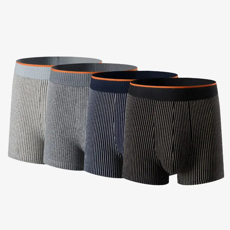 "Herren Baumwoll-Boxershorts, atmungsaktiv, antibakteriell, gestreiftes Muster, komfortabel, elastisch, perfekter Sitz"