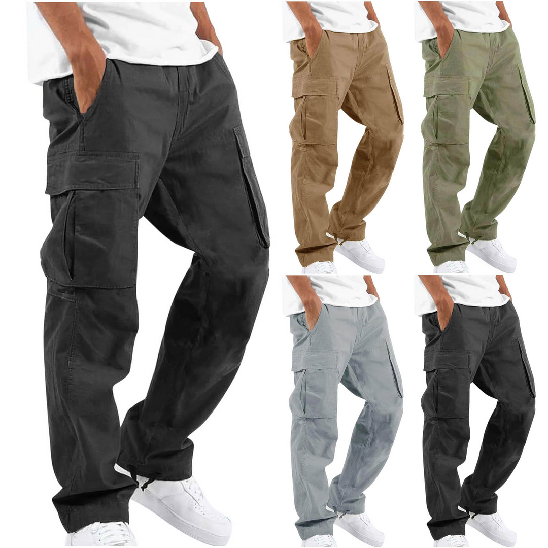 "Herren Cargo Hose in Dunkelgrün, bequem geschnitten, mit praktischen Taschen und stilvollem Design für Alltagstragen."