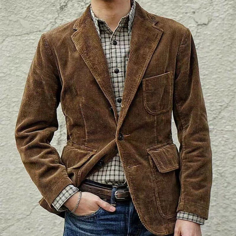 "Herren Cord-Blazer mit Weste, elegantes Set in zeitlosem Stil und komfortabler Passform, perfekt für formelle Anlässe."