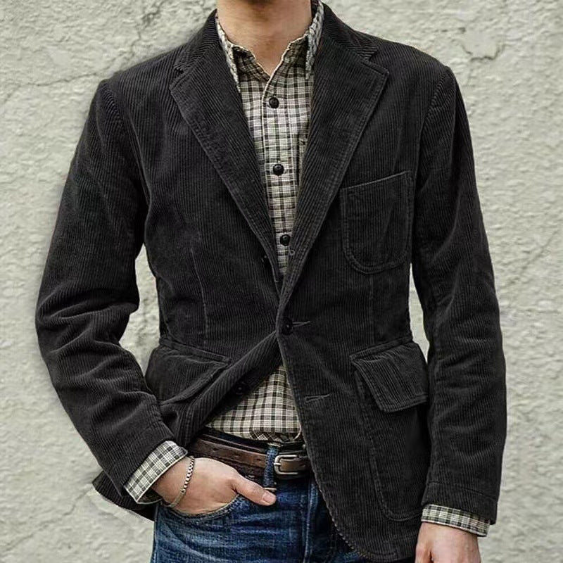 "Herren Cord-Blazer mit Weste, elegantes Set in zeitlosem Stil und komfortabler Passform, perfekt für formelle Anlässe."