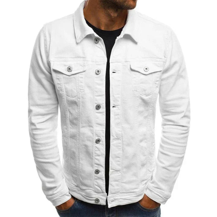 "Herren Denim-Jacke, robust und vielseitig, mit Taschen und stilvoller Silhouette, perfekt für jeden Anlass."