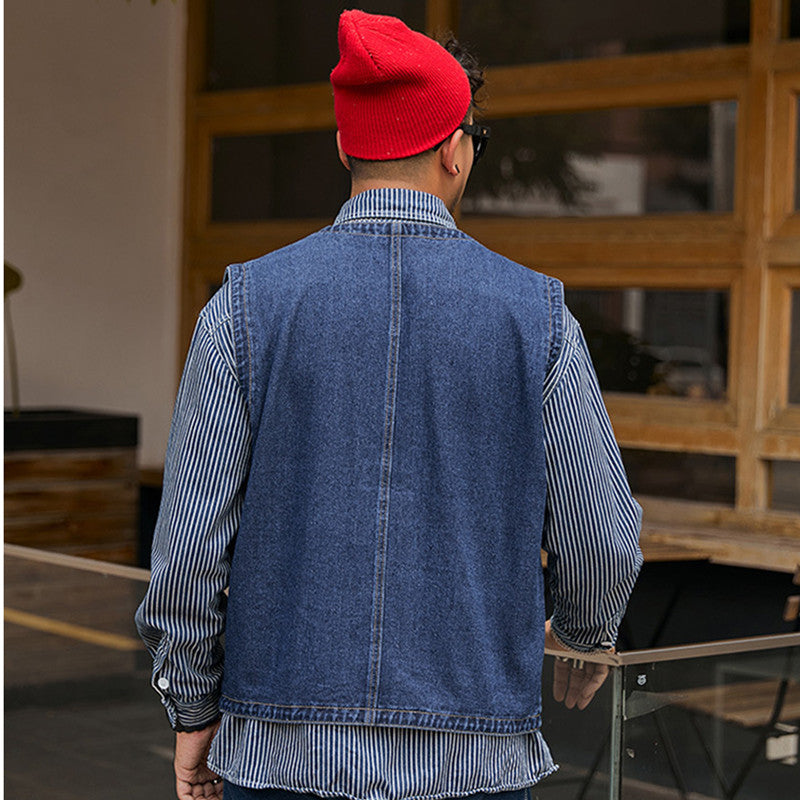 "Herren Denim Weste, elegant und bequem, ideal für jede Saison, vielseitig einsetzbar, modischer und zeitloser Stil"