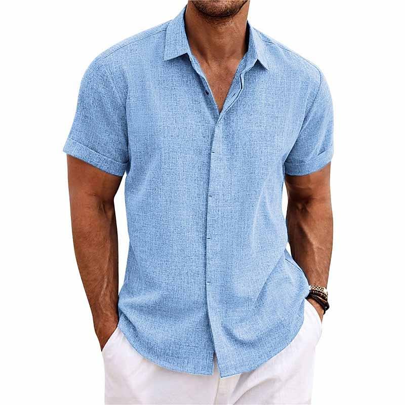 "Herren Freizeithemd für Sommer, leichtes Design mit Knöpfen, kurze Ärmel, in Blau, Grau, Schwarz erhältlich"