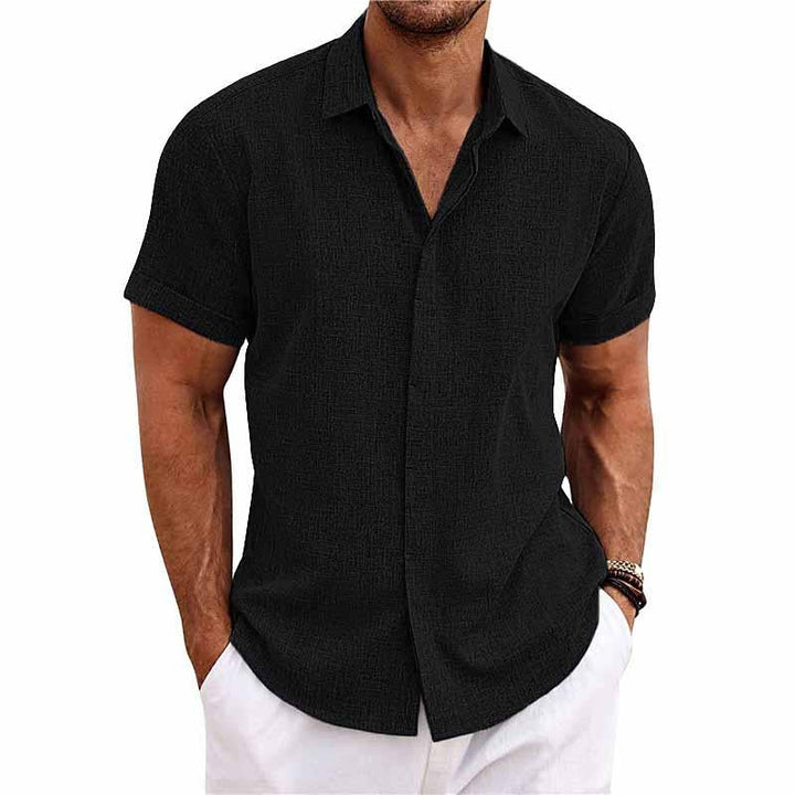 "Herren Freizeithemd für Sommer, leichtes Design mit Knöpfen, kurze Ärmel, in Blau, Grau, Schwarz erhältlich"