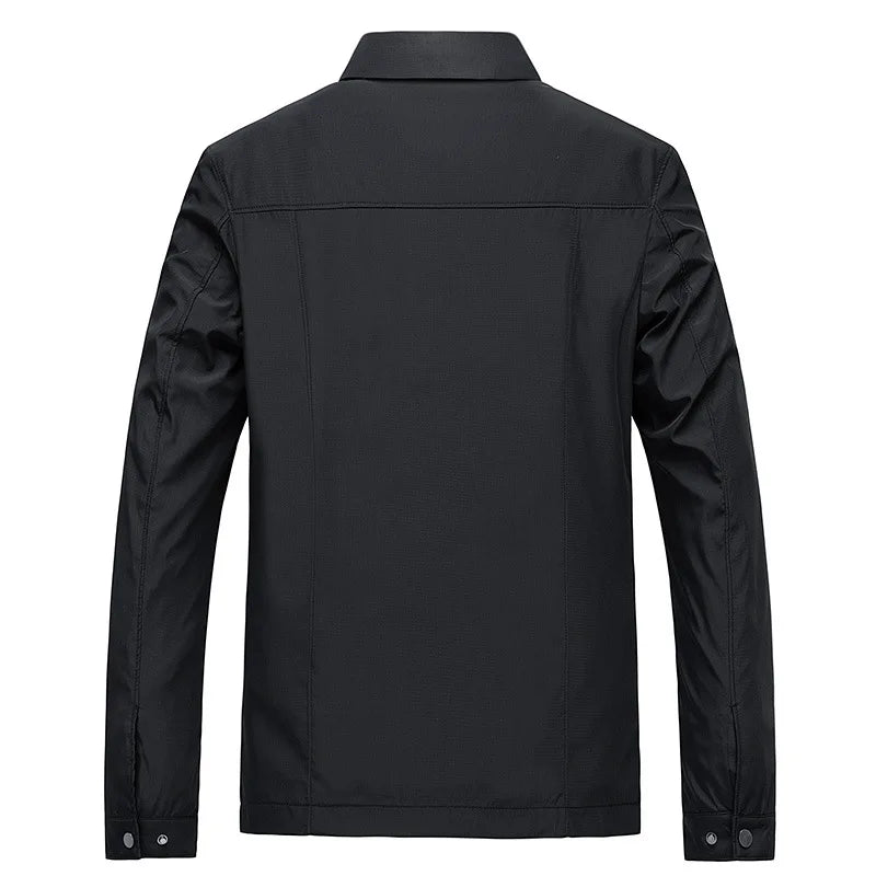 "Herren Freizeitjacke, winddicht, wasserabweisend, leicht, elegantes Design in Dunkelblau, offener Kragen, modern geschnitten