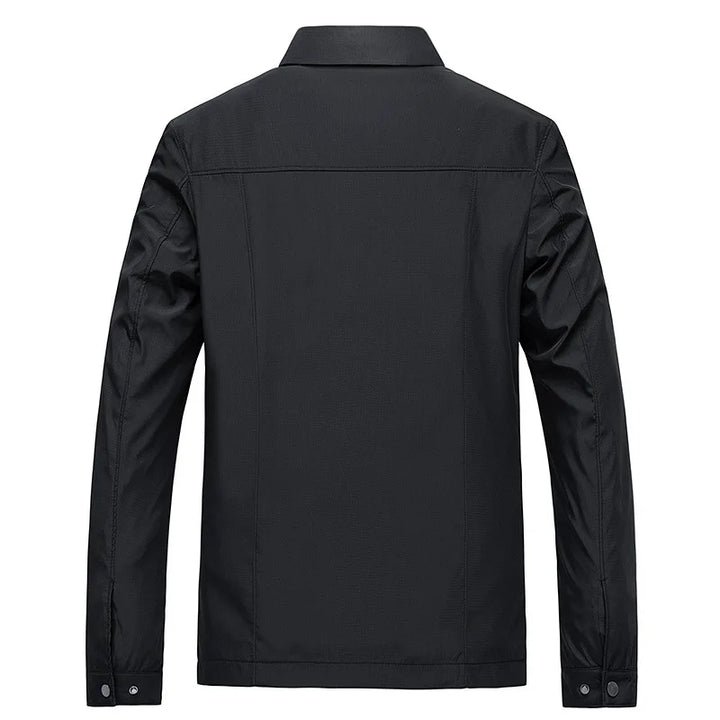 "Herren Freizeitjacke, winddicht, wasserabweisend, leicht, elegantes Design in Dunkelblau, offener Kragen, modern geschnitten