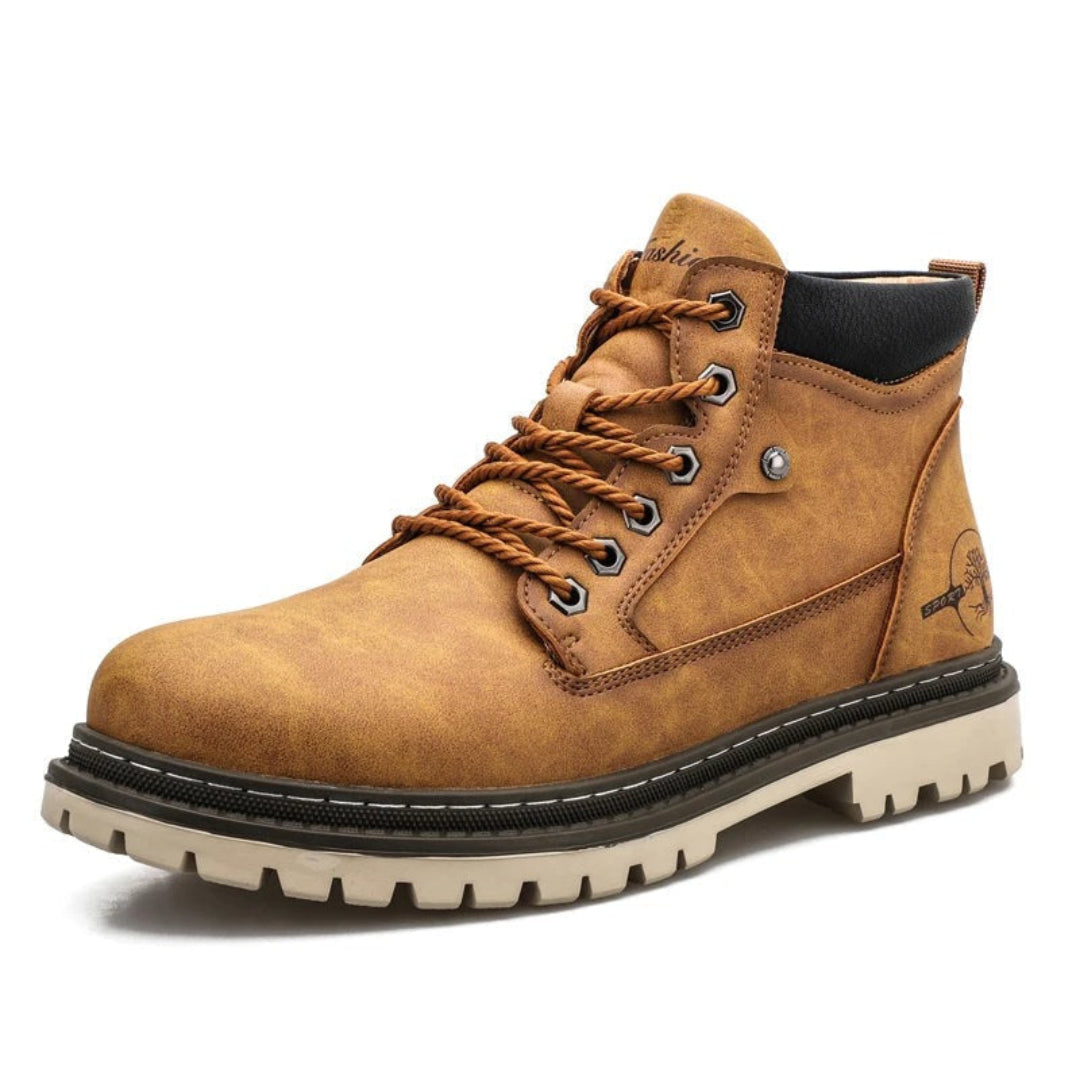 Herren Freizeitstiefel mit Schnürung, bequem und strapazierfähig, ideal für Outdoor und lässige Outfits, seitliche Ansicht.
