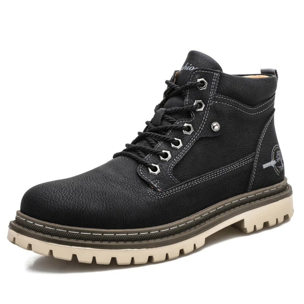Herren Freizeitstiefel mit Schnürung, bequem und strapazierfähig, ideal für Outdoor und lässige Outfits, seitliche Ansicht.