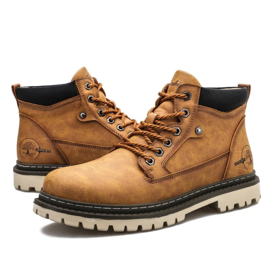 Herren Freizeitstiefel mit Schnürung, bequem und strapazierfähig, ideal für Outdoor und lässige Outfits, seitliche Ansicht.