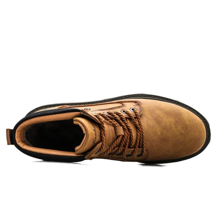 Herren Freizeitstiefel mit Schnürung, bequem und strapazierfähig, ideal für Outdoor und lässige Outfits, seitliche Ansicht.