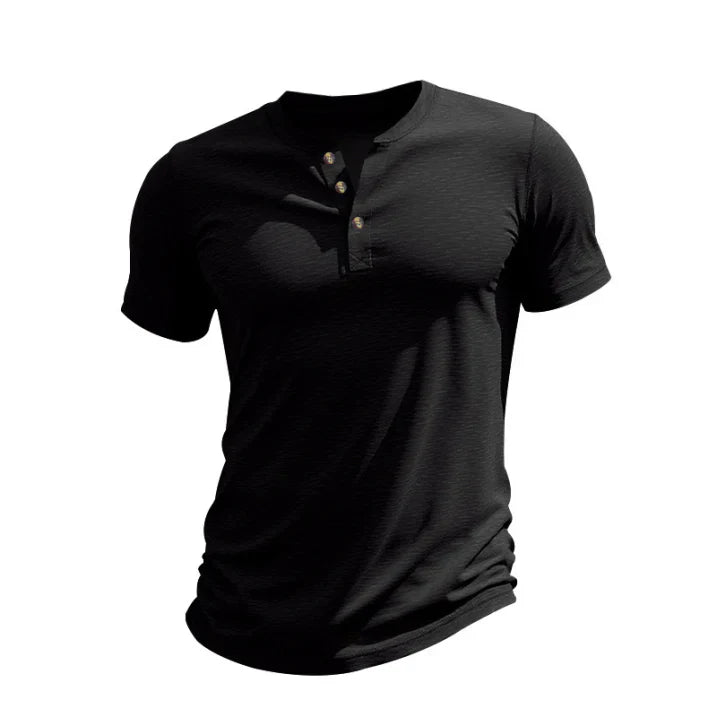 "Herren Henley T-Shirt mit Henley-Ausschnitt, lässiger Passform in klassischer Stilrichtung, verfügbar in verschiedenen Farbe