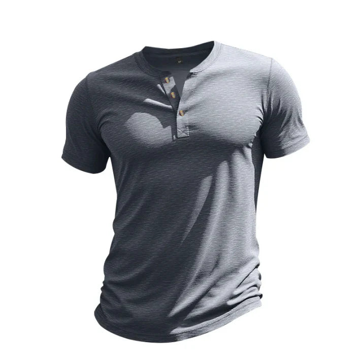 "Herren Henley T-Shirt mit Henley-Ausschnitt, lässiger Passform in klassischer Stilrichtung, verfügbar in verschiedenen Farbe