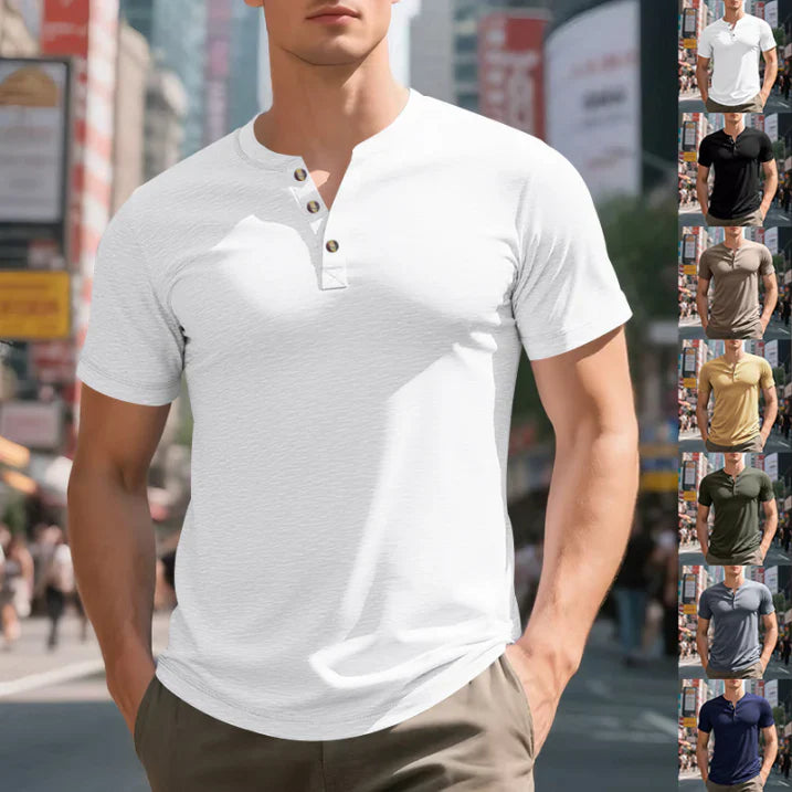 "Herren Henley T-Shirt mit Henley-Ausschnitt, lässiger Passform in klassischer Stilrichtung, verfügbar in verschiedenen Farbe