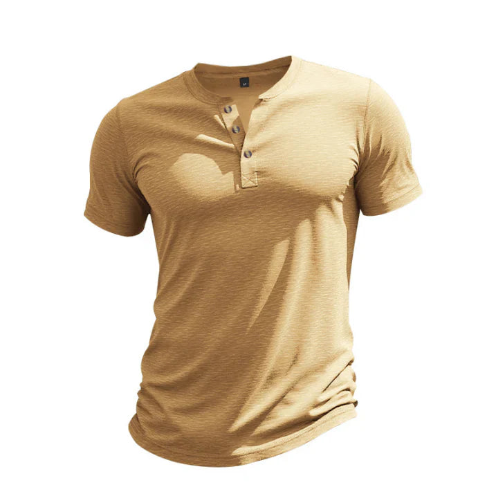 "Herren Henley T-Shirt mit Henley-Ausschnitt, lässiger Passform in klassischer Stilrichtung, verfügbar in verschiedenen Farbe