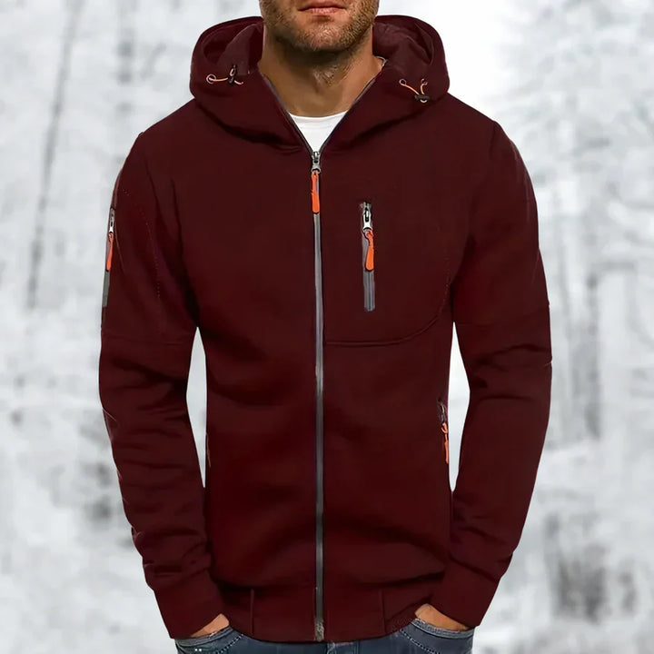 "Herren Kapuzenjacke mit Reißverschluss, in vielseitigen Farben, modernem Design, ideal für stilvolle, funktionale Outfits."