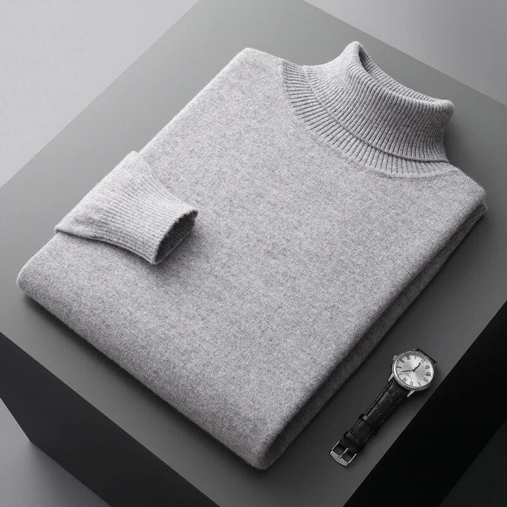 "Herren Kaschmir-Rollkragenpullover, weich, elegant, zeitlos, ideal für kalte Tage, luxuriöse Qualität und Komfort"