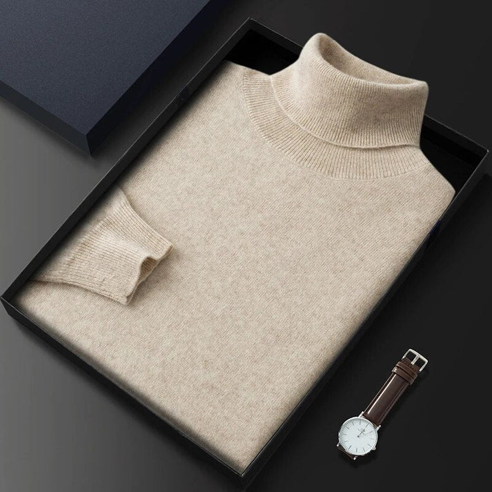 "Herren Kaschmir-Rollkragenpullover, weich, elegant, zeitlos, ideal für kalte Tage, luxuriöse Qualität und Komfort"