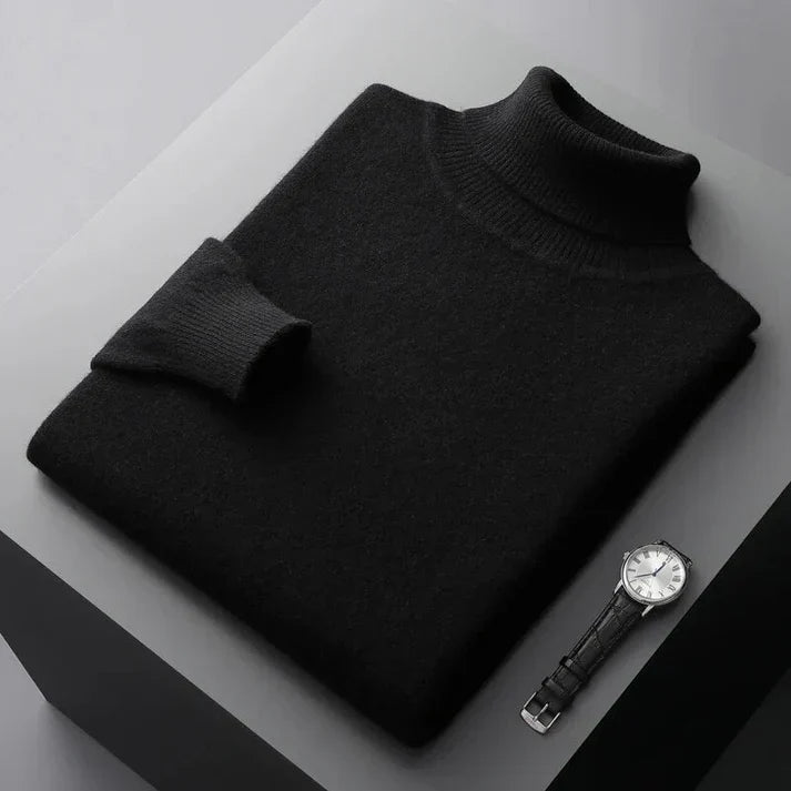 "Herren Kaschmir-Rollkragenpullover, weich, elegant, zeitlos, ideal für kalte Tage, luxuriöse Qualität und Komfort"