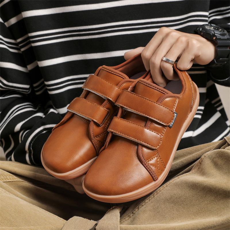 "Herren Klettverschluss Schuhe aus synthetischem Leder, vielseitig, stilvoll in Braun, Dunkelblau, Gelb, gepolsterte Innensoh