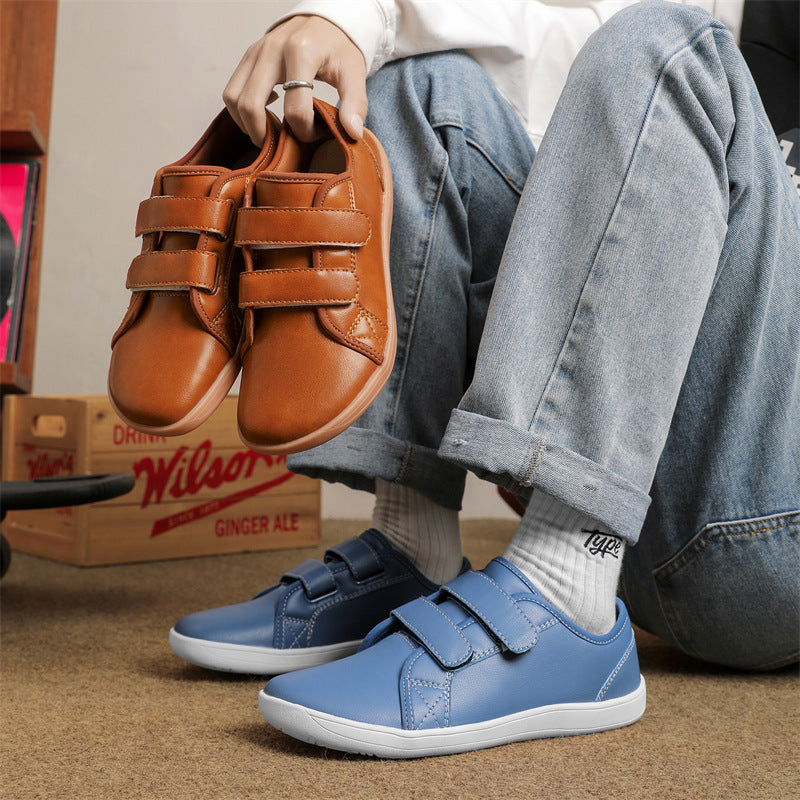 "Herren Klettverschluss Schuhe aus synthetischem Leder, vielseitig, stilvoll in Braun, Dunkelblau, Gelb, gepolsterte Innensoh