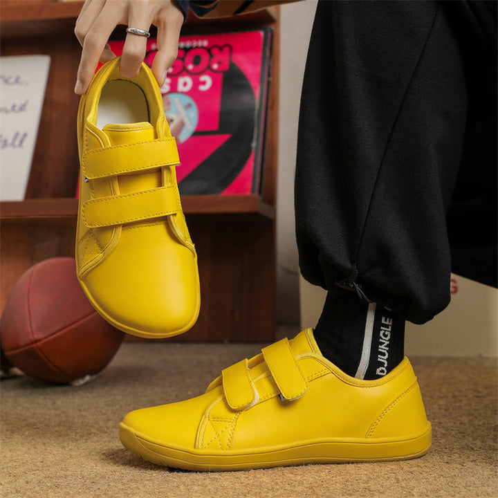 "Herren Klettverschluss Schuhe aus synthetischem Leder, vielseitig, stilvoll in Braun, Dunkelblau, Gelb, gepolsterte Innensoh