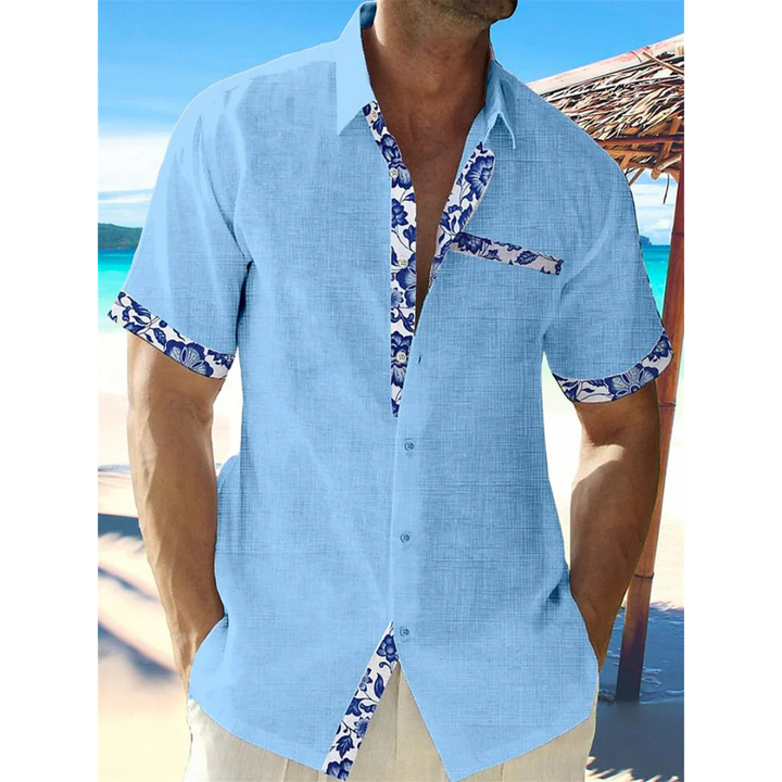 "Herren Kurzarm Sommerhemd aus Baumwolle mit Knopfleiste in klassischem Design, atmungsaktives Material, entspanntes Styling.
