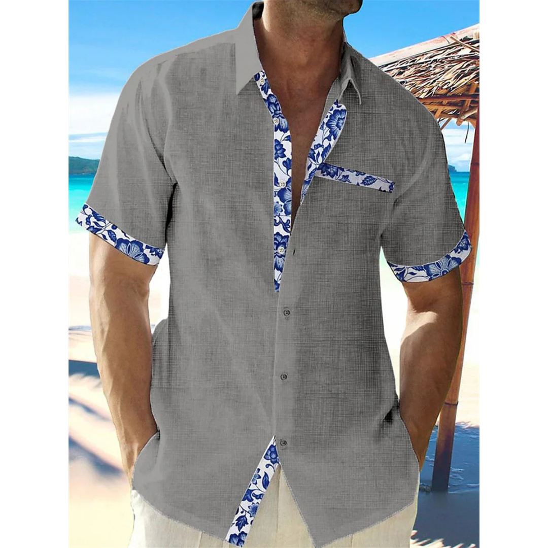 "Herren Kurzarm Sommerhemd aus Baumwolle mit Knopfleiste in klassischem Design, atmungsaktives Material, entspanntes Styling.
