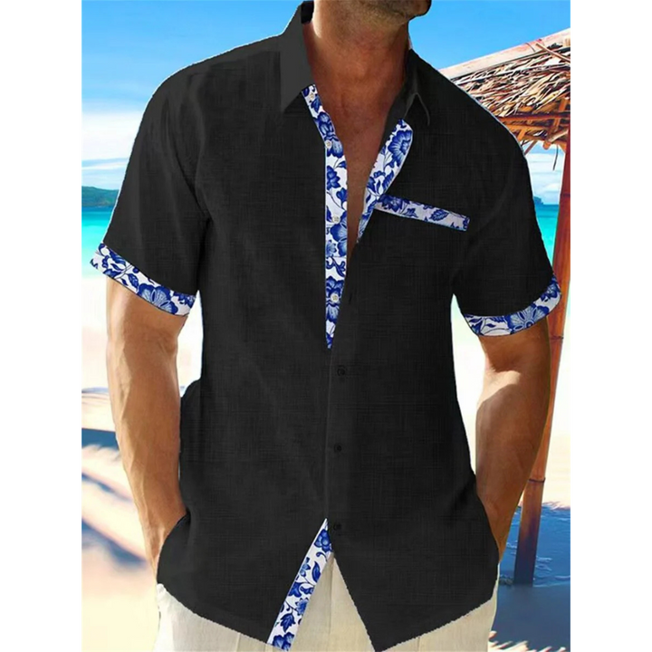 "Herren Kurzarm Sommerhemd aus Baumwolle mit Knopfleiste in klassischem Design, atmungsaktives Material, entspanntes Styling.