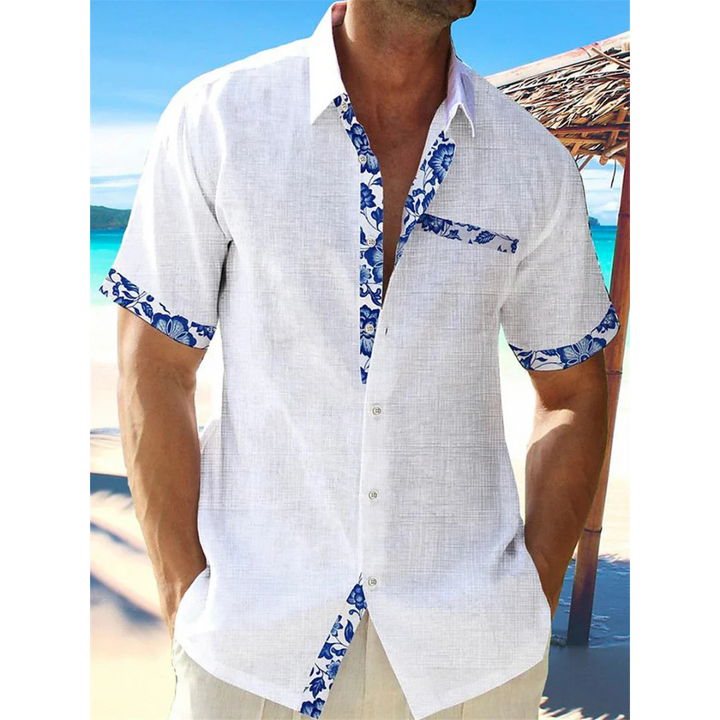 "Herren Kurzarm Sommerhemd aus Baumwolle mit Knopfleiste in klassischem Design, atmungsaktives Material, entspanntes Styling.