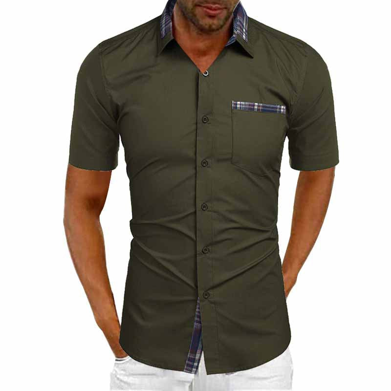 "Herren-Kurzarmhemd aus Baumwolle, stilvoll und bequem, in klassischem Design, perfekt für semi-formale Anlässe."