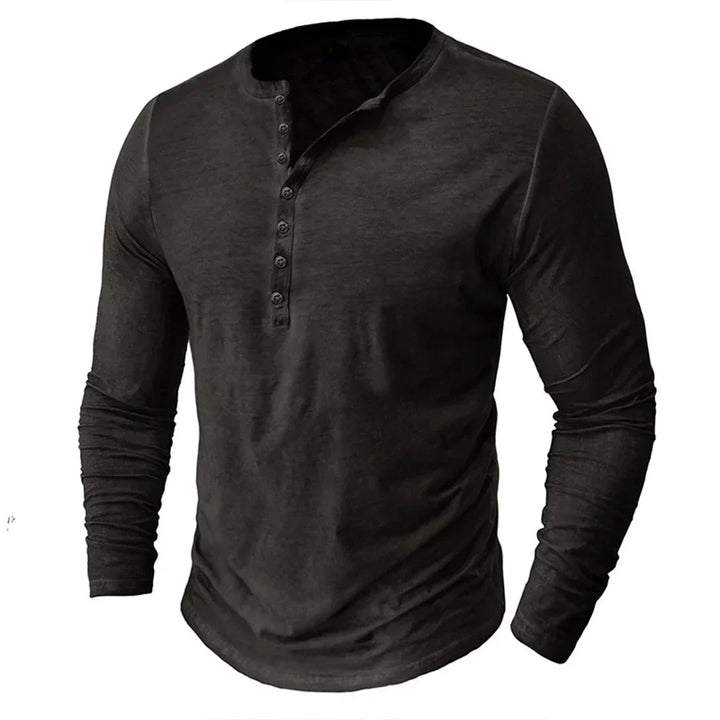 "Herren Langarm Henley Shirt aus Baumwolle, klassisches Design in verschiedenen Farben, moderner Regular Fit."