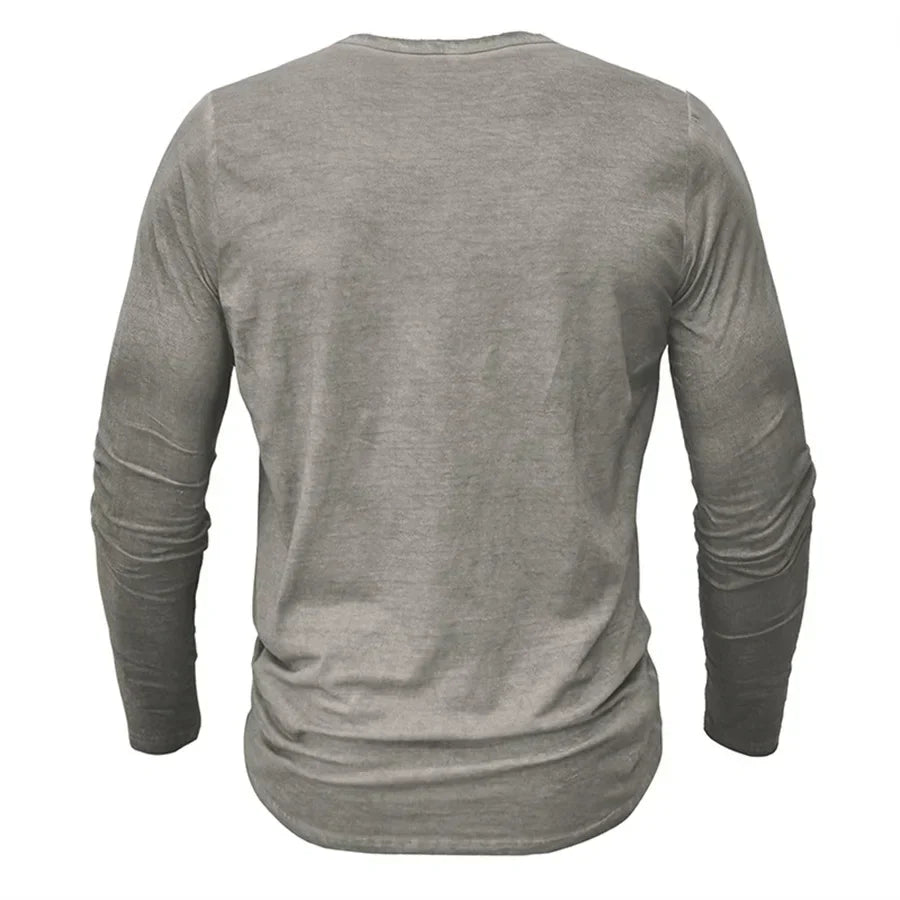"Herren Langarm Henley Shirt aus Baumwolle, klassisches Design in verschiedenen Farben, moderner Regular Fit."