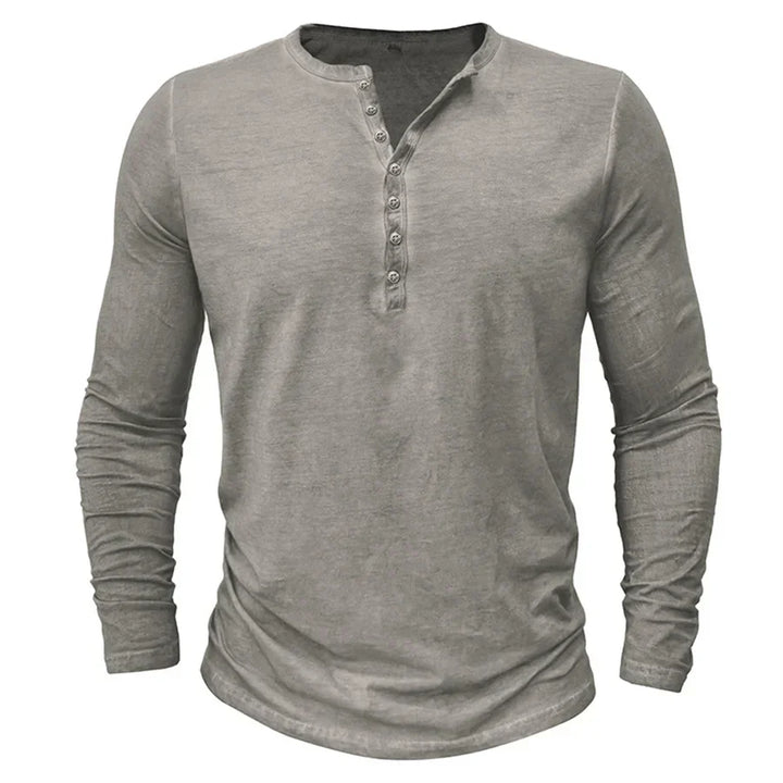 "Herren Langarm Henley Shirt aus Baumwolle, klassisches Design in verschiedenen Farben, moderner Regular Fit."