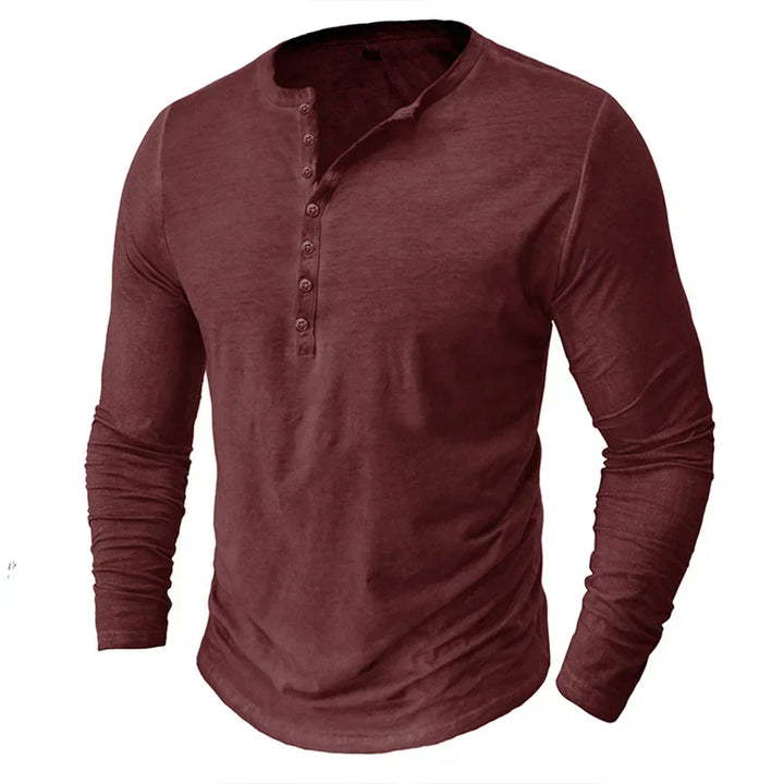 "Herren Langarm Henley Shirt aus Baumwolle, klassisches Design in verschiedenen Farben, moderner Regular Fit."