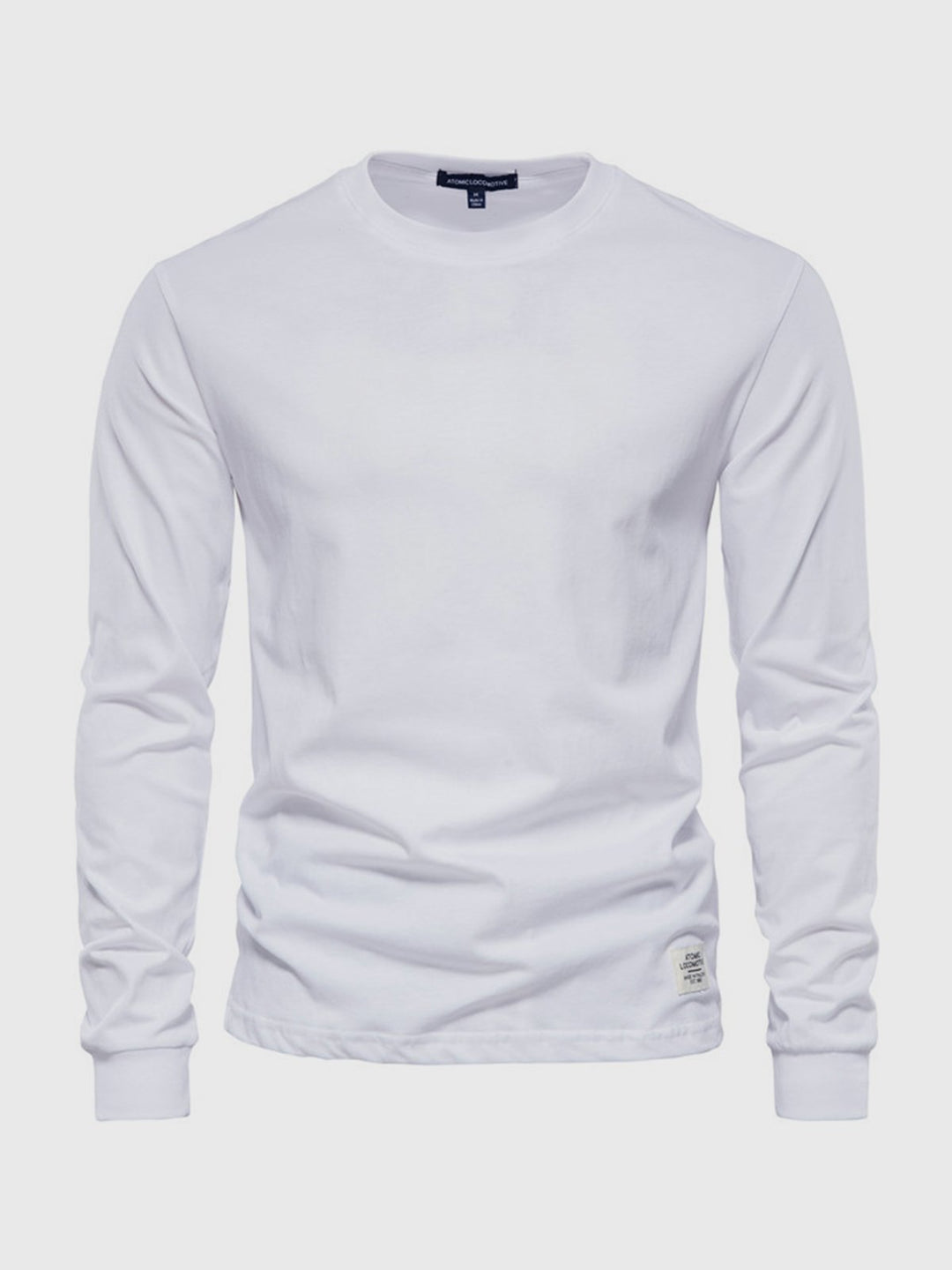 "Herren Langarmshirt aus Baumwolle, rundhals, weiche Textur, lässig, langlebig, ideal für Freizeit und Büro."
