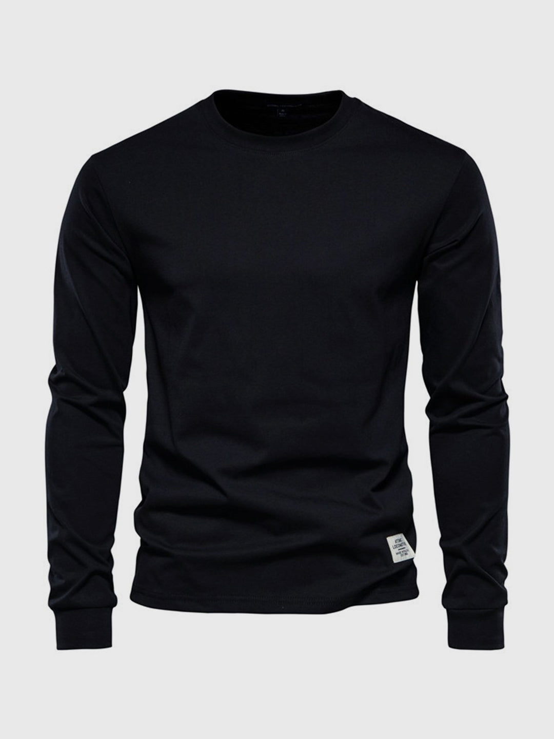 "Herren Langarmshirt aus Baumwolle, rundhals, weiche Textur, lässig, langlebig, ideal für Freizeit und Büro."