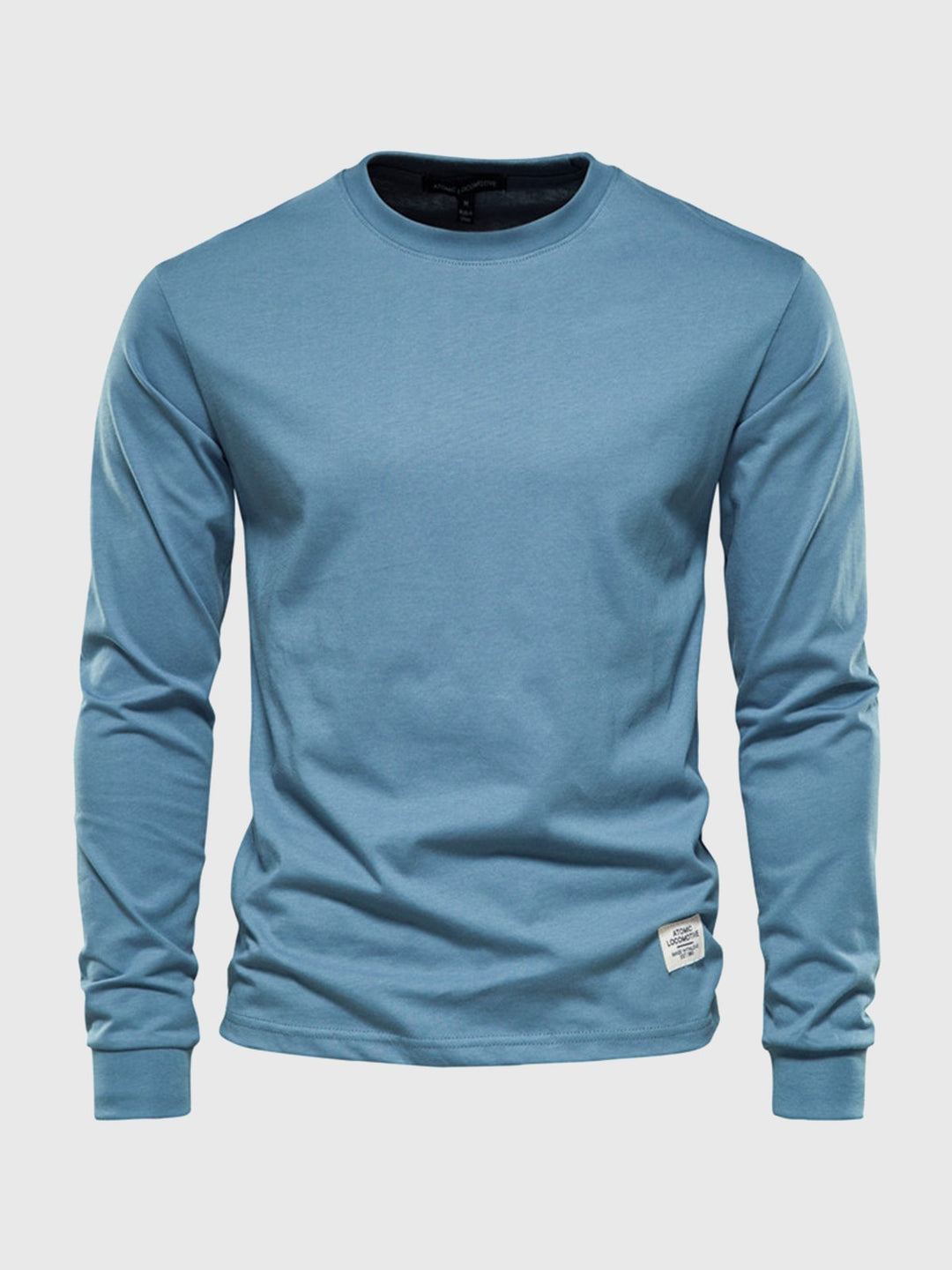 "Herren Langarmshirt aus Baumwolle, rundhals, weiche Textur, lässig, langlebig, ideal für Freizeit und Büro."