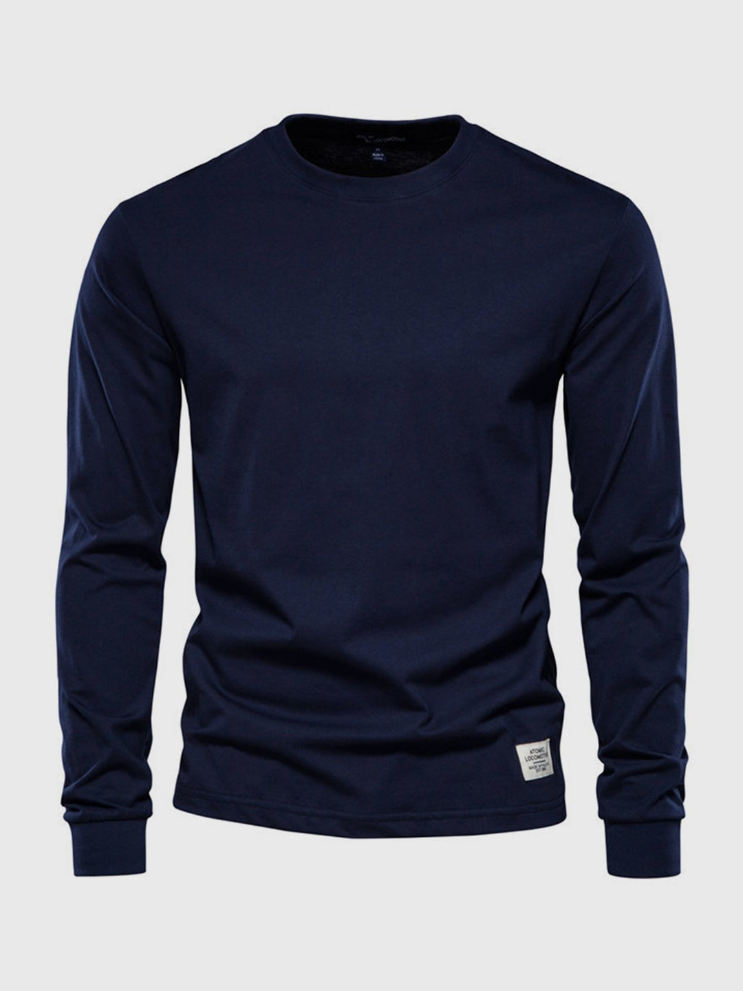 "Herren Langarmshirt aus Baumwolle, rundhals, weiche Textur, lässig, langlebig, ideal für Freizeit und Büro."