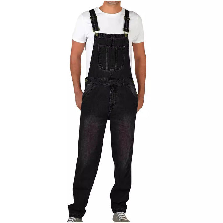 "Herren Latzhose Dunkelblau, hochwertiger Denim, verstellbare Träger, praktische Taschen, vielseitig kombinierbar"