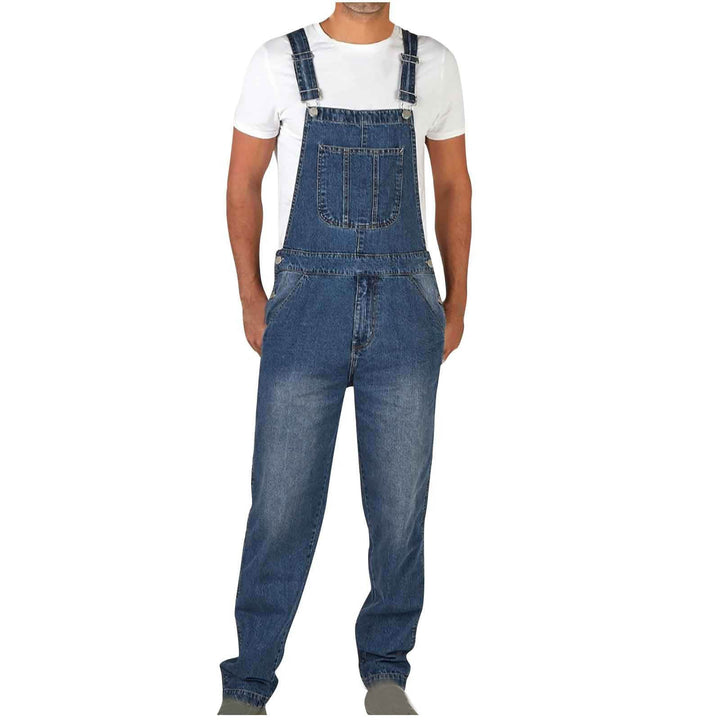 "Herren Latzhose Dunkelblau, hochwertiger Denim, verstellbare Träger, praktische Taschen, vielseitig kombinierbar"